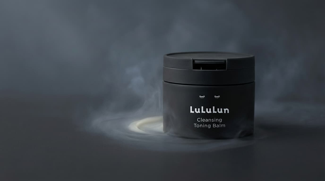 ルルルン クレンジングバーム【クリアブラック】を主役にしたシンプルなアイキャッチ（黒系の清潔感）