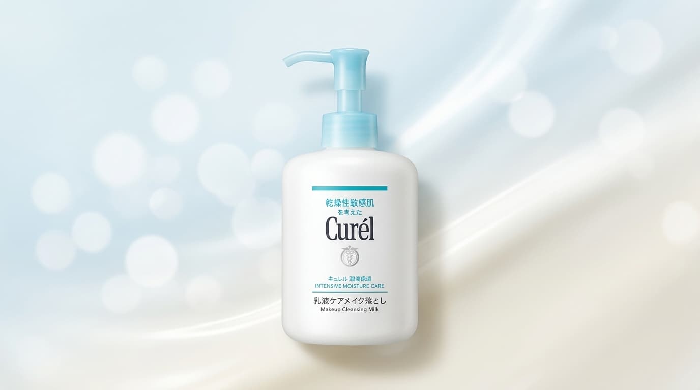 乳液タイプのやさしい使用感を伝えるキュレル乳液ケアメイク落としのイメージ